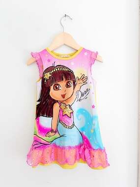 Vintage Nickelodeon Dora the Explorer Mermaid Toddler Nightgown Dress Size 2T